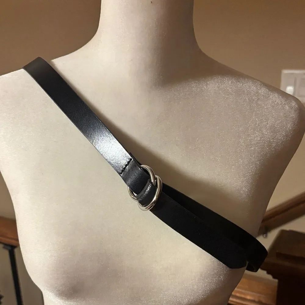 Banana Republic Double D Ring Black Leather Belt - S